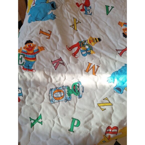 3 Yards Vintage Quilted Sesame Street Comforter Fabric 110"x45" Alphabet Letters - Picture 5 of 8